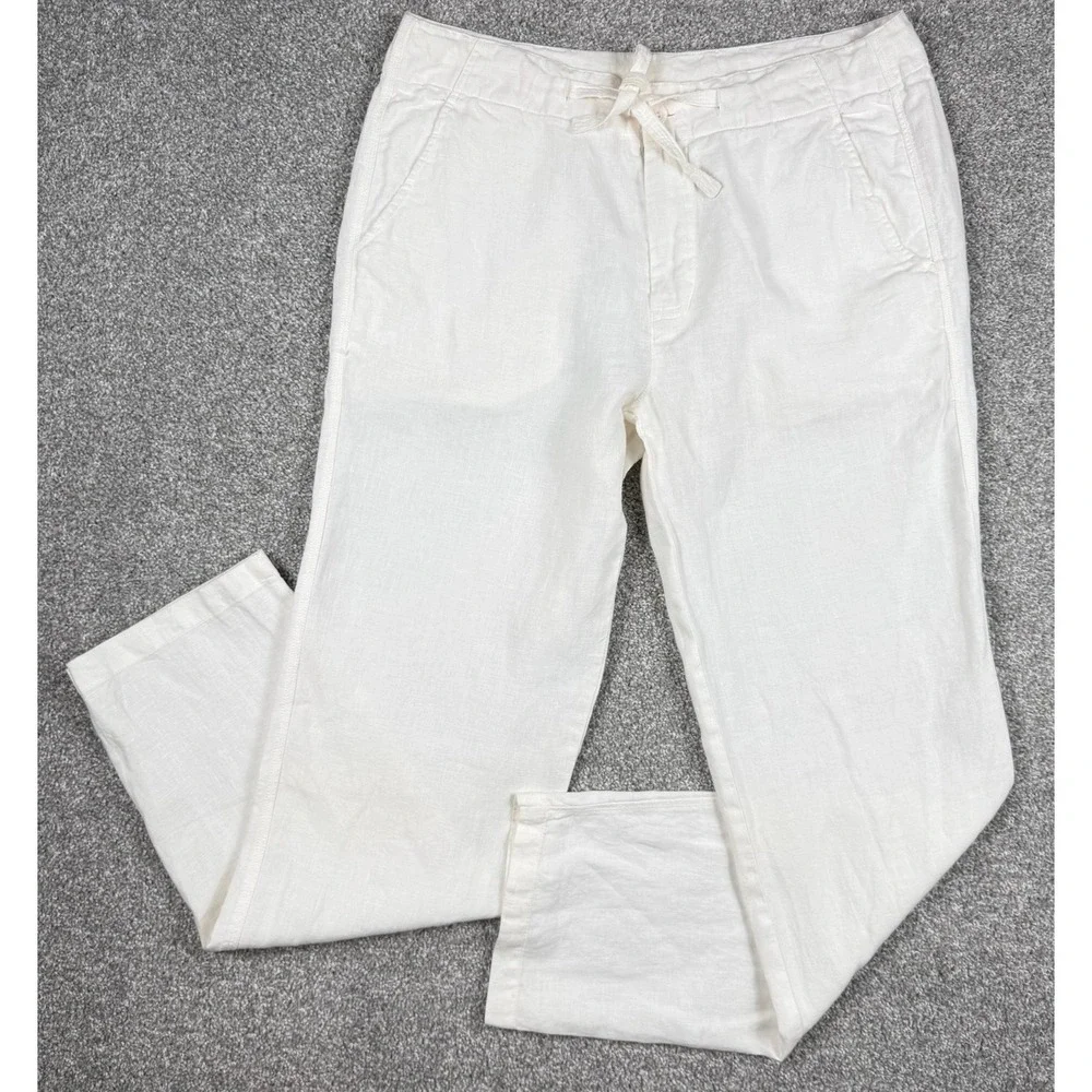 Toscano Firenze 100% Linen Drawstring Pants Men's M 34x33 Ivory Resort Beach